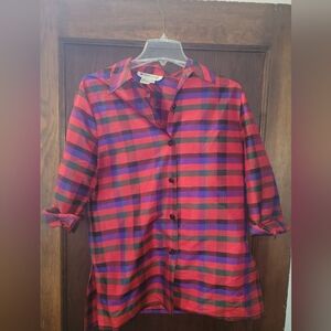 Appleseed's Silk Plaid Shirt, Size 10